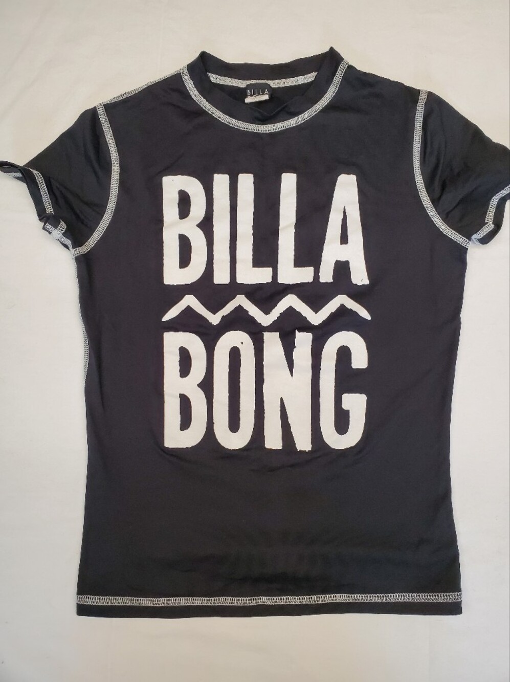 Billabong Rash Guard Shirt Black Short Sleeve Size S Surf Swim UV Protection